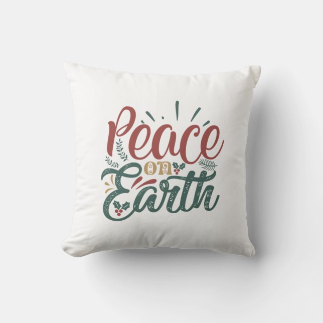 Coussin Cadeau de Noël | Paix sur Terre (Recto)
