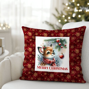 Coussin Cadeau de Noël pour enfants, bébé cerf moderne, fo