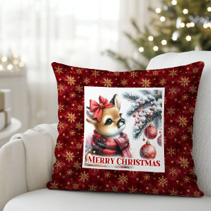 Coussin Cadeau de Noël pour enfants Cerf bébé minimaliste 