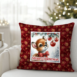 Coussin Cadeau de Noël pour enfants Cerf bébé moderne Forê