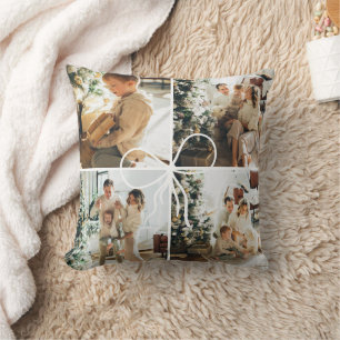 Coussin Cadeau de Noël pour la famille avec 4 photos