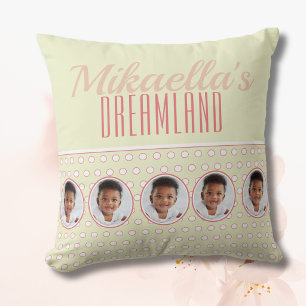 Coussin Cadeau de nurserie à pois jaune doux