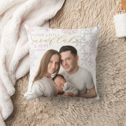 Coussin Cadeau de photo de bébé flocon de neige pour notre (Couverture)
