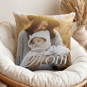 Coussin Cadeau de photo de bébé pour la première fête des