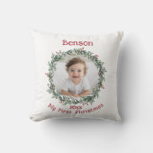 Coussin Cadeau de photo de bébé pour le premier Noël (Recto)