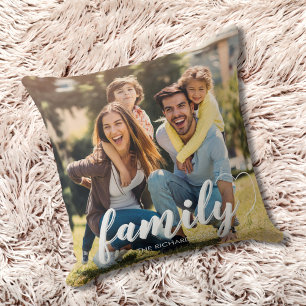 Coussin Cadeau de photo de famille à deux photos