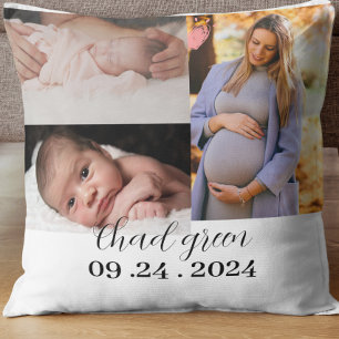 Coussin Cadeau de photo de nouveau-né garçon blanc futur m