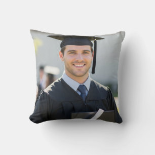 Coussin Cadeau de photo de remise de diplôme personnalisé 
