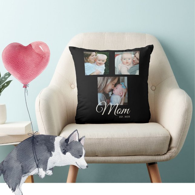 Coussin Cadeau de photo noir 3 Script établi par maman (Créateur téléchargé)