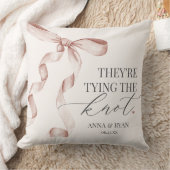 Coussin Cadeau de Réception de Mariage Beige Nœud à Nouer (Couverture)