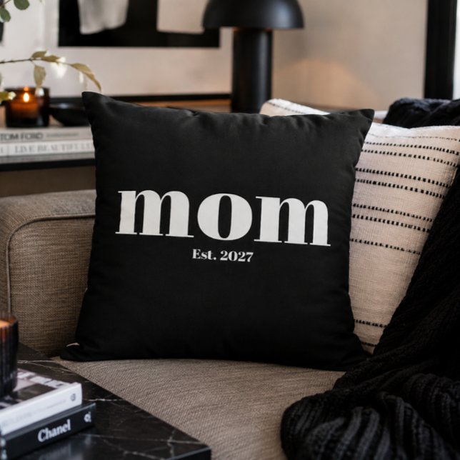 Coussin Cadeau de typographie noire et blanche moderne pou (Créateur téléchargé)