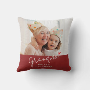 Coussin Cadeau de vacances avec photo de grand-mère modern