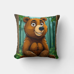 Coussin Cadeau décoratif de forêt de bois de l'ours kawaii