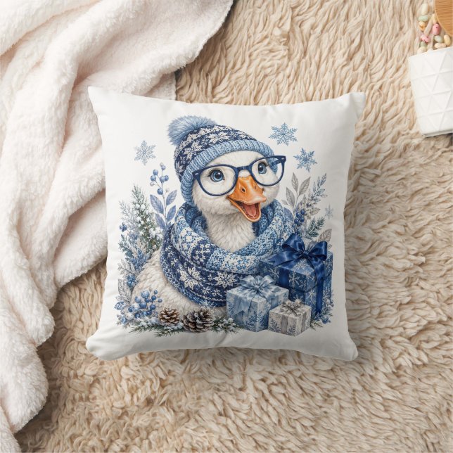 Coussin Cadeau d'hiver de Noël de Hanoukka d'oie bleue (Couverture)