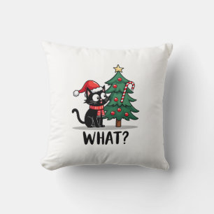 Coussin Cadeau drôle de chat noir renversant l'arbre de No