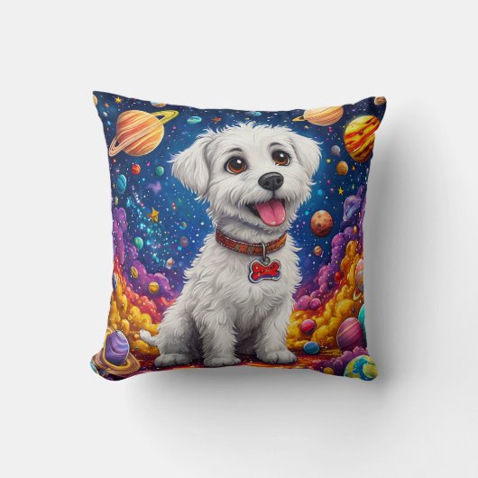 Coussin Cadeau drôle de chiot astronaute pour les amoureux (Recto)