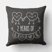 Coussin Cadeau Du 2E Anniversaire Pour Son Coeur De Balle  (Verso)
