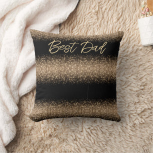 Coussin Cadeau élégant à paillettes noires et or pour Papa