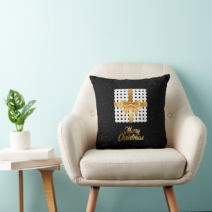 Coussin Cadeau élégant avec ruban doré et Pois