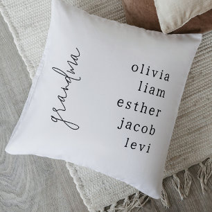 Coussin Cadeau élégant pour grand-mère avec le nom des pet