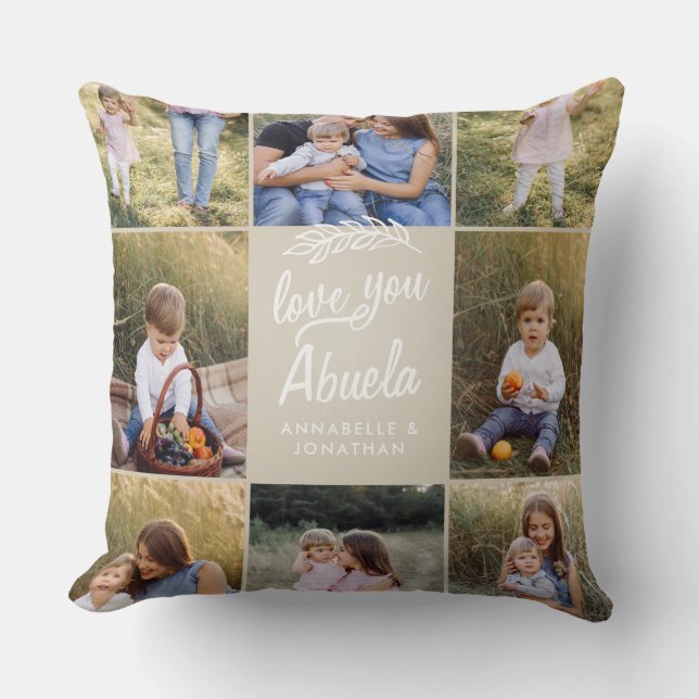 Coussin cadeau familial 8 photo petit-enfant simple (Recto)