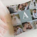 Coussin Cadeau famille mariage multiphoto monogramme<br><div class="desc">Cadeau de famille mariage monogramme multi photo. Mariage idéal,  nouvelle maison,  anniversaire,  anniversaire ou cadeau de Noël. Une façon amusante de montrer toutes vos belles photos.</div>