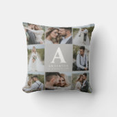 Coussin Cadeau famille mariage multiphoto monogramme (Recto)