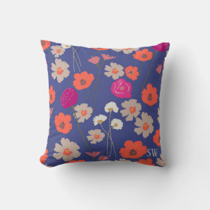 Coussin Cadeau Floral Moderne Pour Son + Initiales Personn