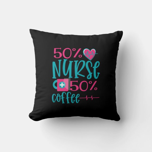 Coussin Cadeau infirmière | 50 Infirmière 50 café (Recto)