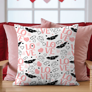 Coussin cadeau Je t'aime dessin de cœur romantique