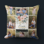 Coussin cadeau maman 8 photo rose girly belle florale<br><div class="desc">mum cadeau 8 photo simple écriture moderne typographie coussin cadeau prune violet design girly.</div>