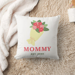 Coussin Cadeau mignon Bouquet Floral de l'année de Maman