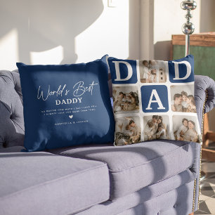 Coussin Cadeau Papa Drôle Grille Multi Photo Moderne
