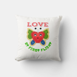 Coussin Cadeau Papillon en Forme de Cœur Flou Personnalisé