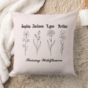 Coussin Cadeau Personnalisé au Nom de l'Enfant Fleur Sauva