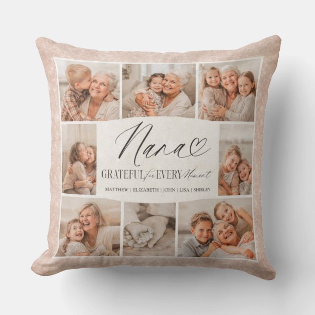 Coussin Cadeau Personnalisé Élégant Collage Photo de Nana (Recto)