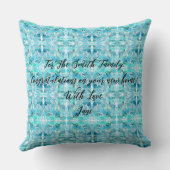 Coussin Cadeau Personnalisé Moderne Abstrait Turquoise Tex (Verso)