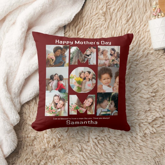 Coussin Cadeau personnalisé pour maman mère Fête 9 Photo C (Couverture)