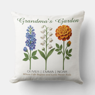 Coussin Cadeau Personnalisé pour Mamie Fleurs de Naissance