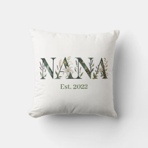 Coussin Cadeau personnalisé pour Nana avec année florale p