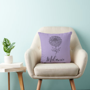Coussin Cadeau personnalisé septembre Aster Flower pour la