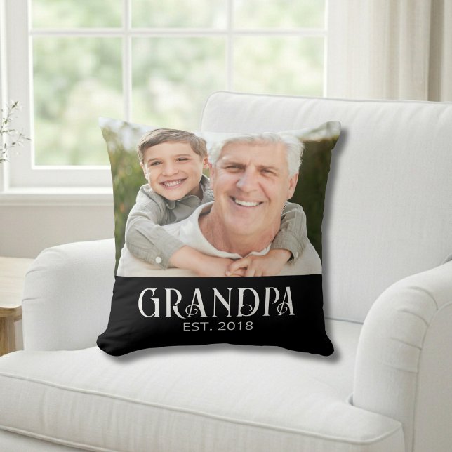 Coussin Cadeau Photo de l'Arrivée de Papi (Créateur téléchargé)
