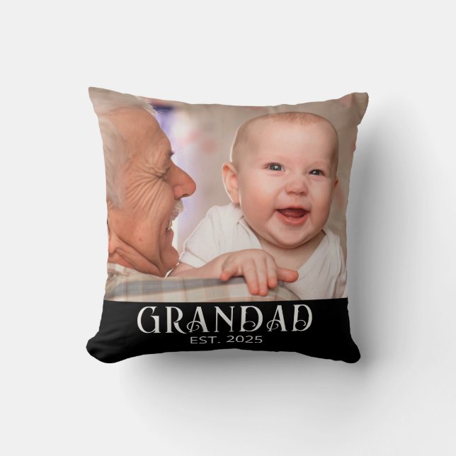 Coussin Cadeau photo de l'établissement de Papi (Recto)