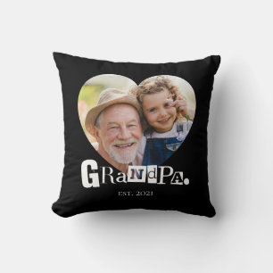 Coussin Cadeau Photo Papy Forme de Coeur Créé Grand-Père
