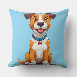Coussin Cadeau pour amateur de chien joyeux de style dessi