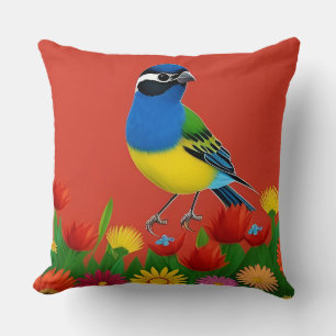 Coussin Cadeau pour amateur de fleurs d'oiseaux Décoration