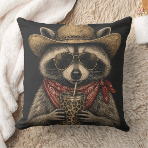 Coussin Cadeau pour amateur de ratons laveurs vintage de l