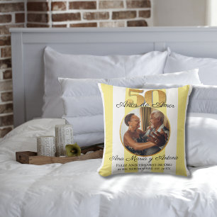 Coussin Cadeau pour couples espagnols pour leur 50e annive