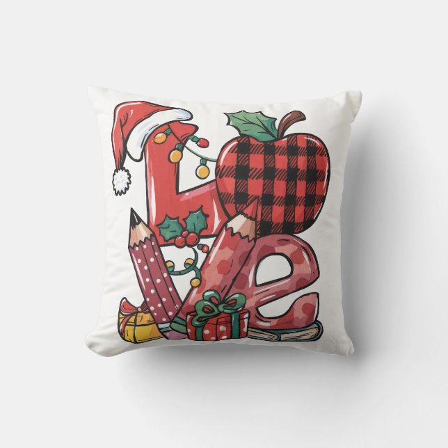 Coussin Cadeau pour Enseignant | Joyeux Noël Amour (Recto)