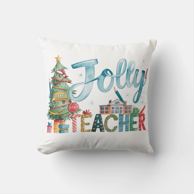 Coussin Cadeau pour Enseignant | Joyeux Noël Enseignant Jo (Recto)